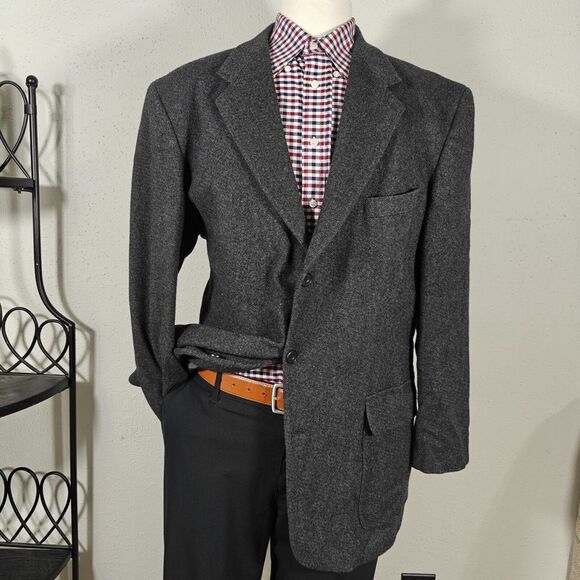 Le Collezioni Structure Men's Tweed Sport Coat Blazer Three Button‎ Gray Wool XL